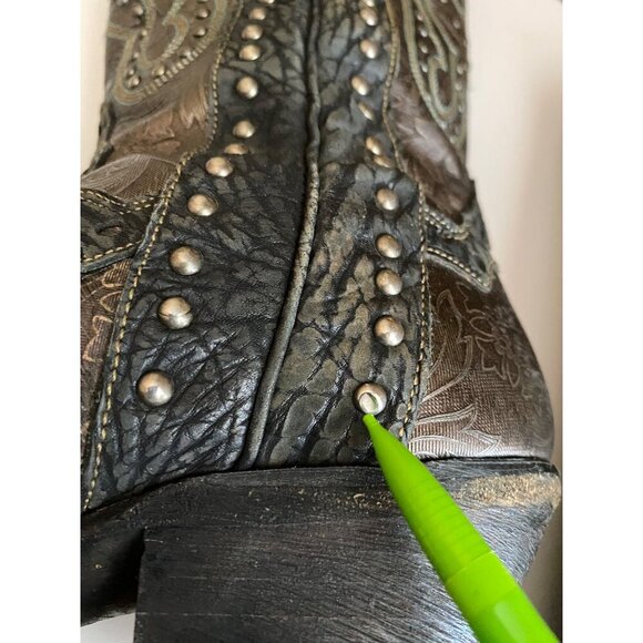 Dan Post Tempted Studded Women's Cowboy Boots 8.5 Leather Brown Black Metallic - Picture 11 of 15